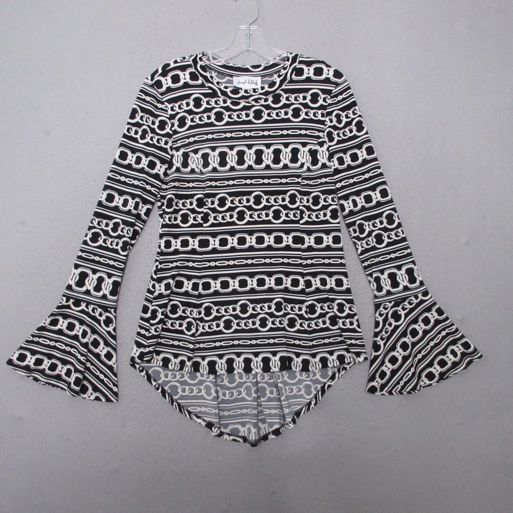 Joseph Ribkoff Top Tunic 10 Chain Print Bell Sleeve Event Party Career Flowy